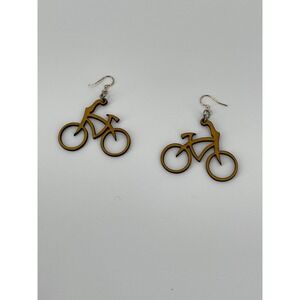 Handcrafted Laser Cut Wooden Bicycle Earrings Large 4cm Dangle Wood Bike Jewelry